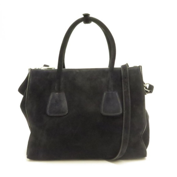 Prada Twin Pocket Tote Bag Black Suede - Picture 3 of 8